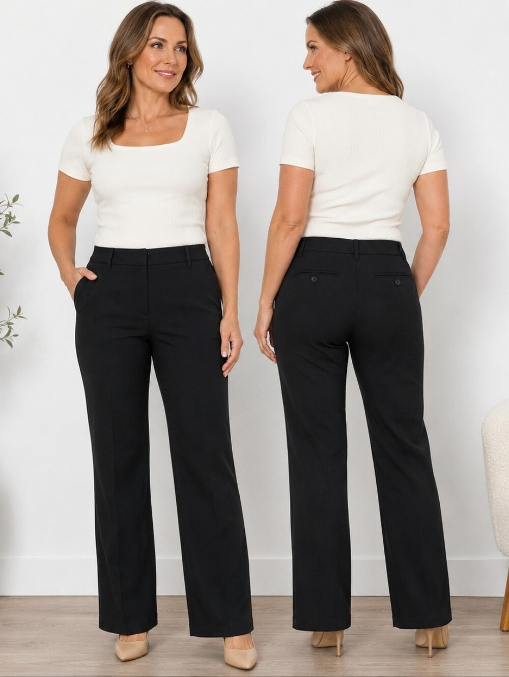 212 Collection Size 10 Average Black Stretch Dress Pants Trouser Career Minimali
